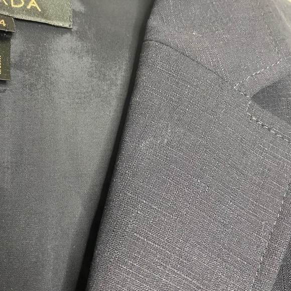 Escada Belted Wool Blazer 44 Navy Blue - Picture 6 of 10